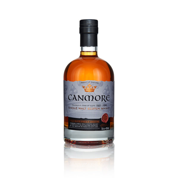 A front bottle shot of Canmore Single Malt Scotch Whisky.
